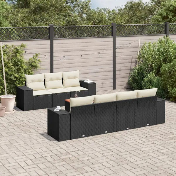 Gossi set mobilier de gradina cu perne, 8 piese, negru, poliratan