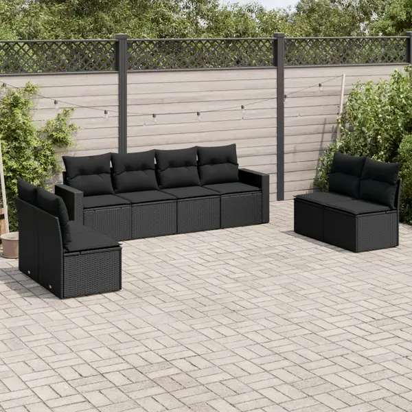 Gossi set mobilier de gradina cu perne, 8 piese, negru, poliratan