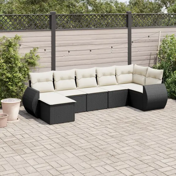 Gossi set mobilier de gradina cu perne, 8 piese, negru, poliratan