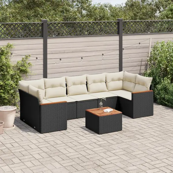 Gossi set mobilier de gradina cu perne, 8 piese, negru, poliratan