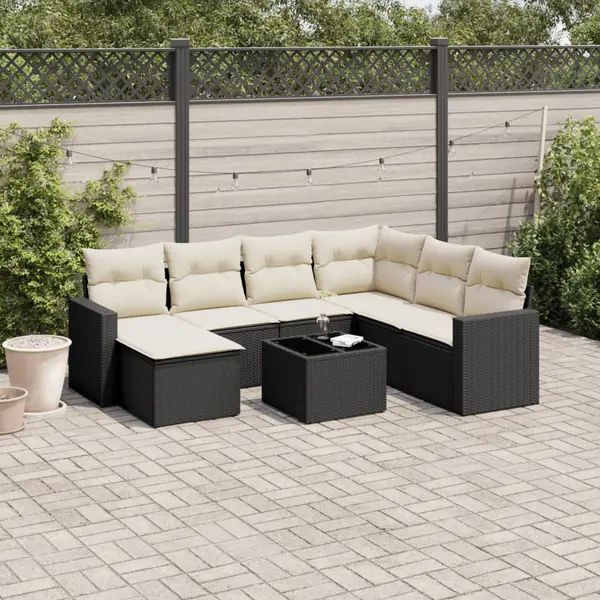 Gossi set mobilier de gradina cu perne, 8 piese, negru, poliratan