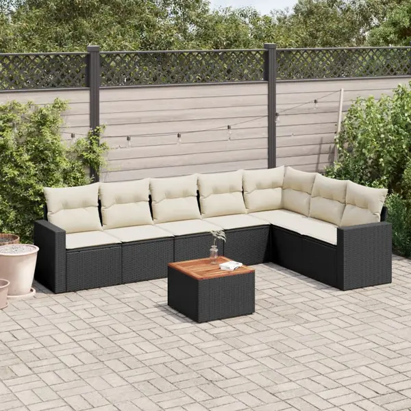 Gossi set mobilier de gradina cu perne, 8 piese, negru, poliratan