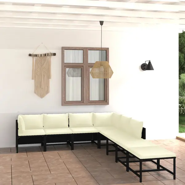 Gossi set mobilier de gradina cu perne, 8 piese, negru, poliratan