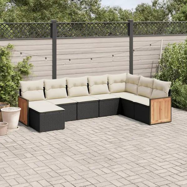 Gossi set mobilier de gradina cu perne, 8 piese, negru, poliratan