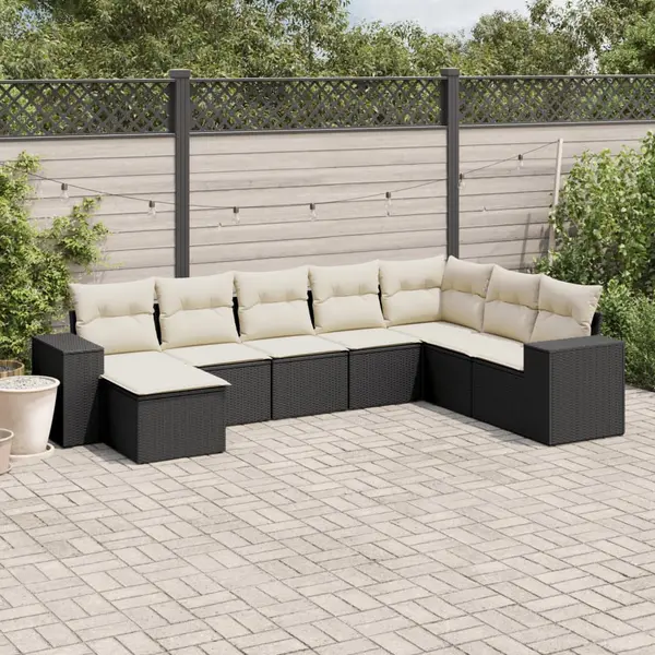 Gossi set mobilier de gradina cu perne, 8 piese, negru, poliratan