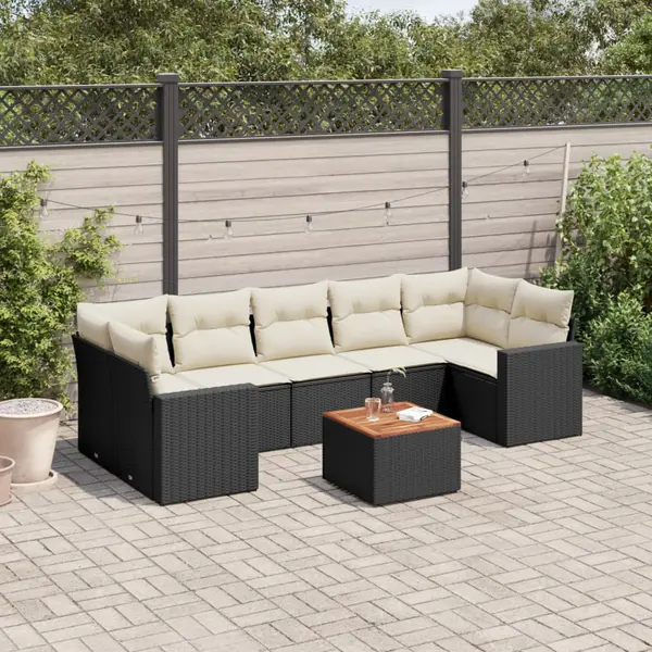 Gossi set mobilier de gradina cu perne, 8 piese, negru, poliratan