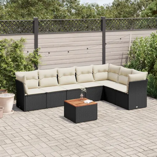 Gossi set mobilier de gradina cu perne, 8 piese, negru, poliratan