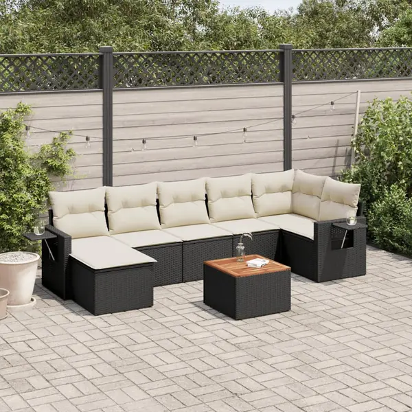 Gossi set mobilier de gradina cu perne, 8 piese, negru, poliratan