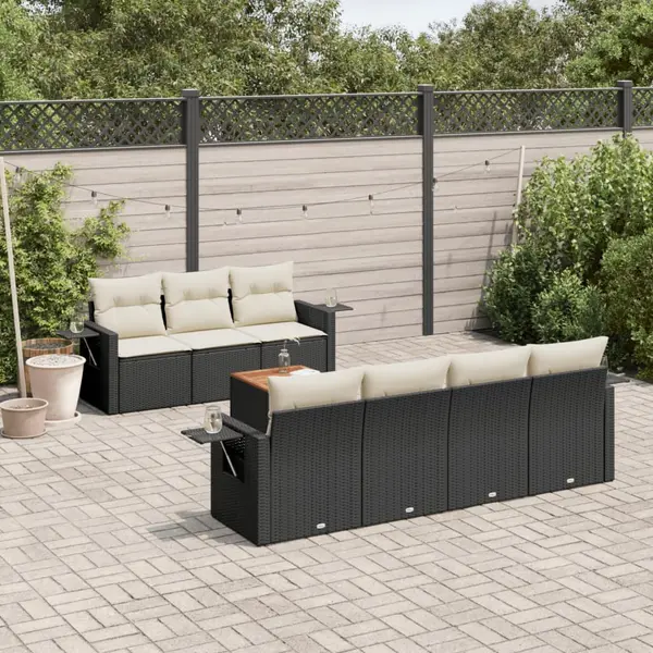 Gossi set mobilier de gradina cu perne, 8 piese, negru, poliratan