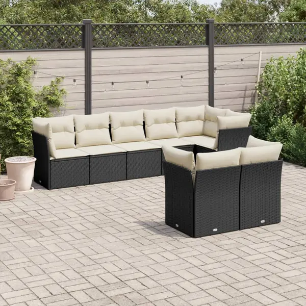 Gossi set mobilier de gradina cu perne, 8 piese, negru, poliratan