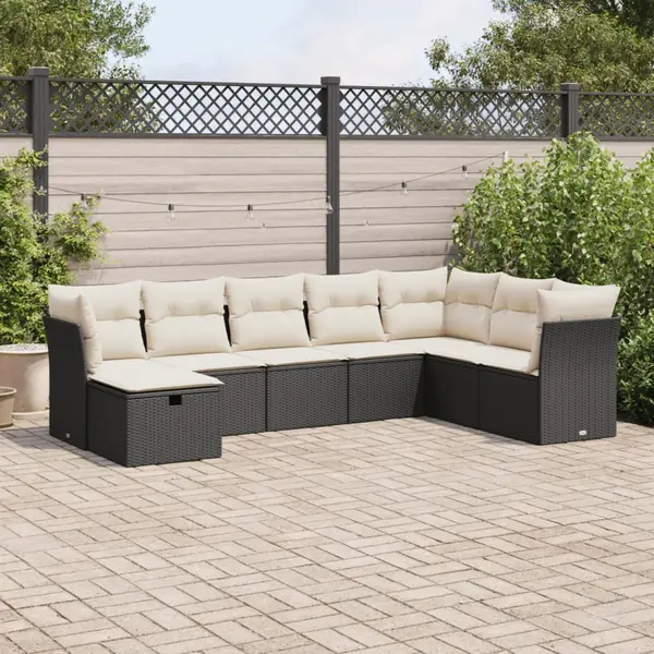 Gossi set mobilier de gradina cu perne, 8 piese, negru, poliratan