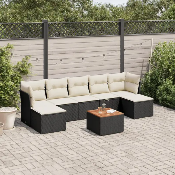 Gossi set mobilier de gradina cu perne, 8 piese, negru, poliratan