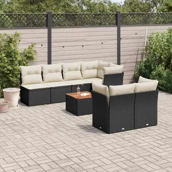 Gossi set mobilier de gradina cu perne, 8 piese, negru, poliratan