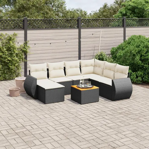 Gossi set mobilier de gradina cu perne, 8 piese, negru, poliratan