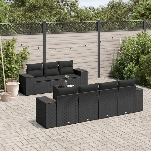 Gossi set mobilier de gradina cu perne, 8 piese, negru, poliratan