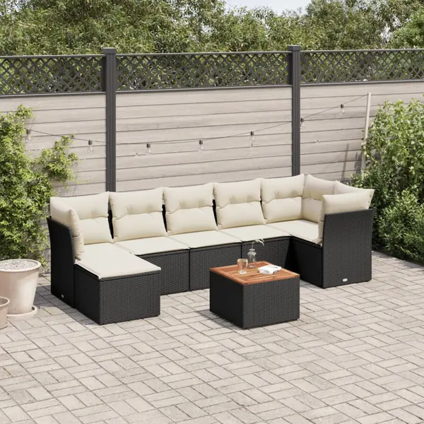 Gossi set mobilier de gradina cu perne, 8 piese, negru, poliratan