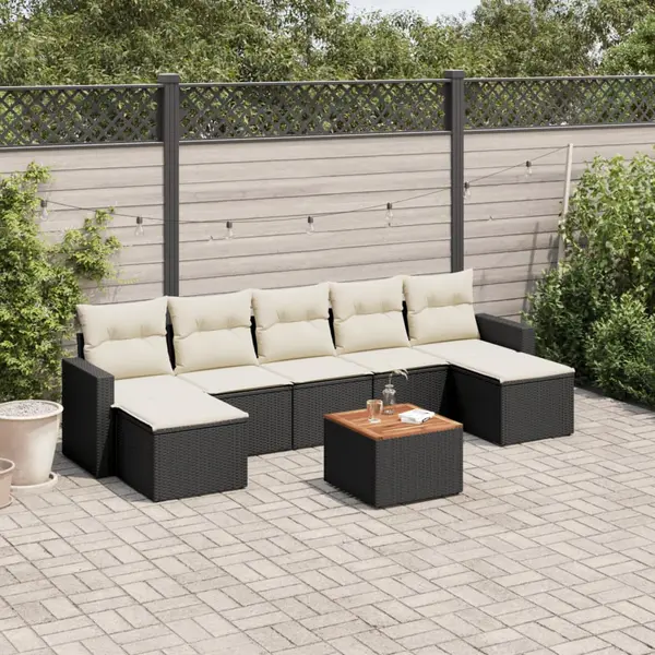 Gossi set mobilier de gradina cu perne, 8 piese, negru, poliratan