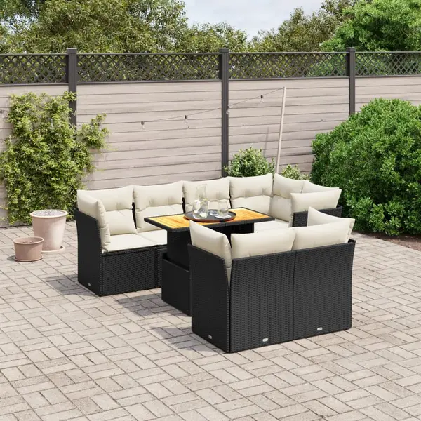 Gossi set mobilier de gradina cu perne, 8 piese, negru, poliratan