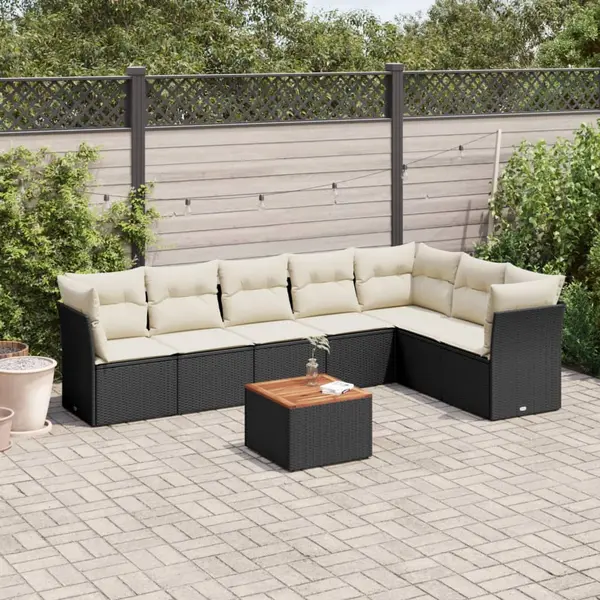 Gossi set mobilier de gradina cu perne, 8 piese, negru, poliratan