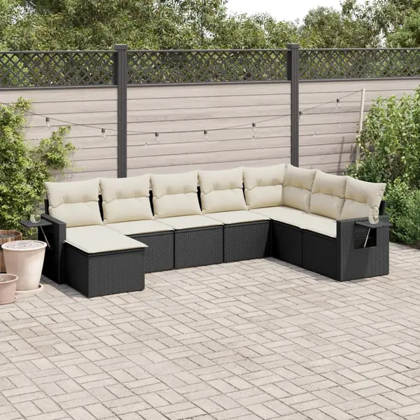Gossi set mobilier de gradina cu perne, 8 piese, negru, poliratan