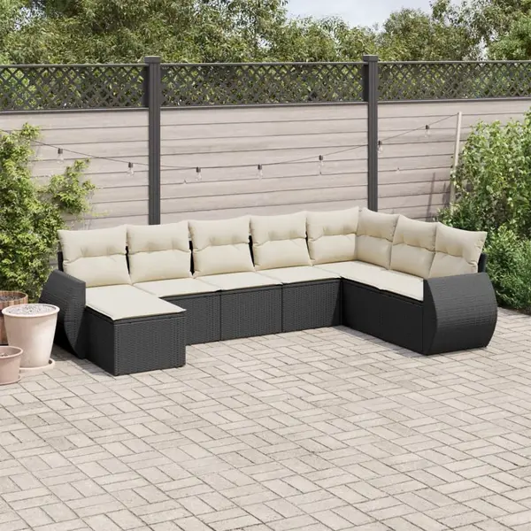 Gossi set mobilier de gradina cu perne, 8 piese, negru, poliratan