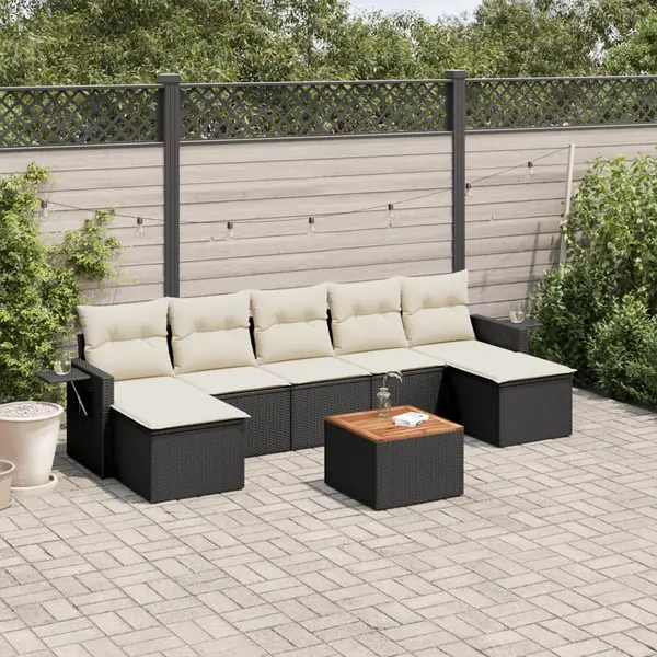 Gossi set mobilier de gradina cu perne, 8 piese, negru, poliratan