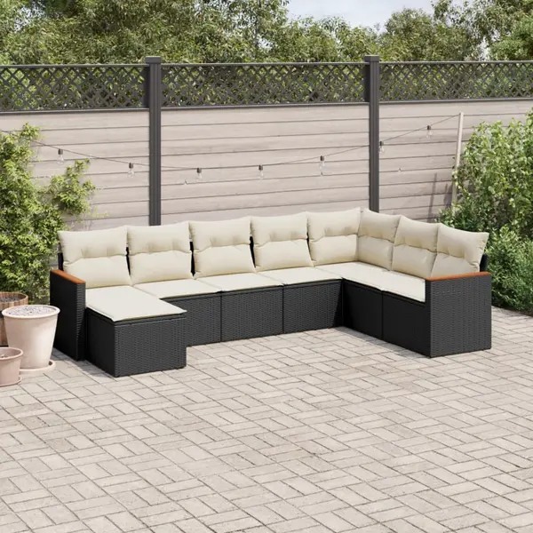 Gossi set mobilier de gradina cu perne, 8 piese, negru, poliratan
