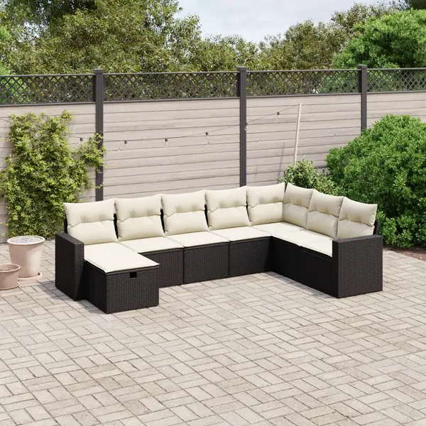 Gossi set mobilier de gradina cu perne, 8 piese, negru, poliratan