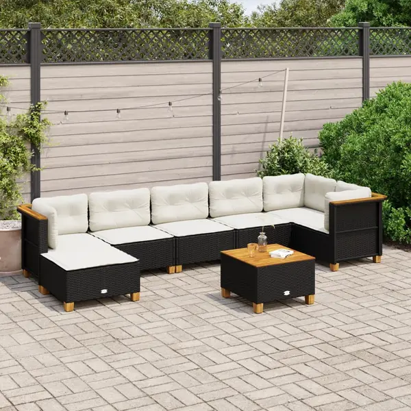 Gossi set mobilier de gradina cu perne, 8 piese, negru, poliratan