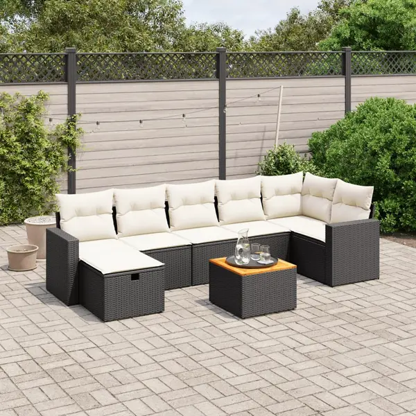 Gossi set mobilier de gradina cu perne, 8 piese, negru, poliratan