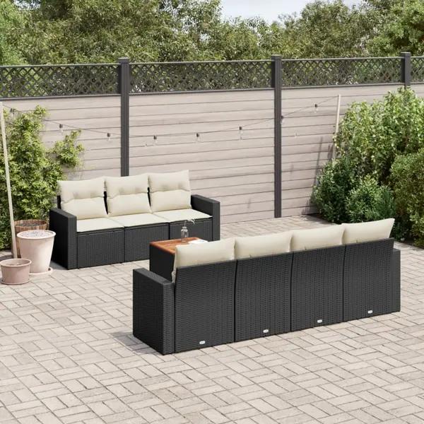Gossi set mobilier de gradina cu perne, 8 piese, negru, poliratan