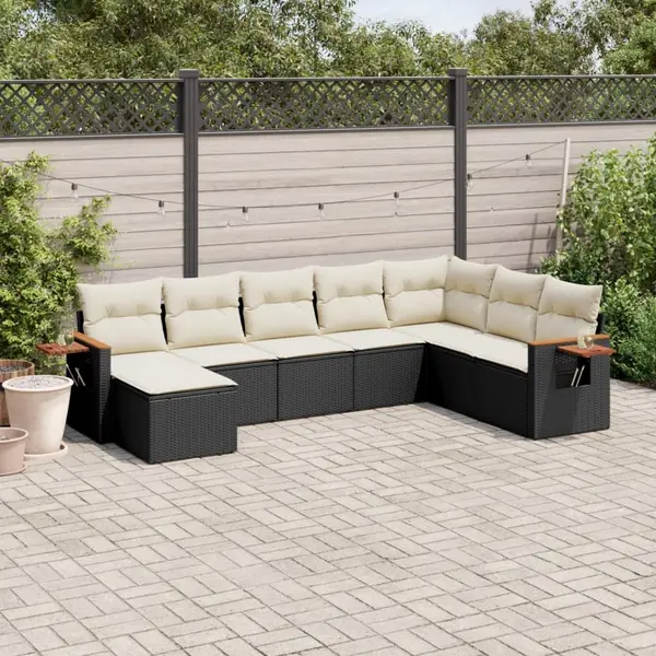 Gossi set mobilier de gradina cu perne, 8 piese, negru, poliratan