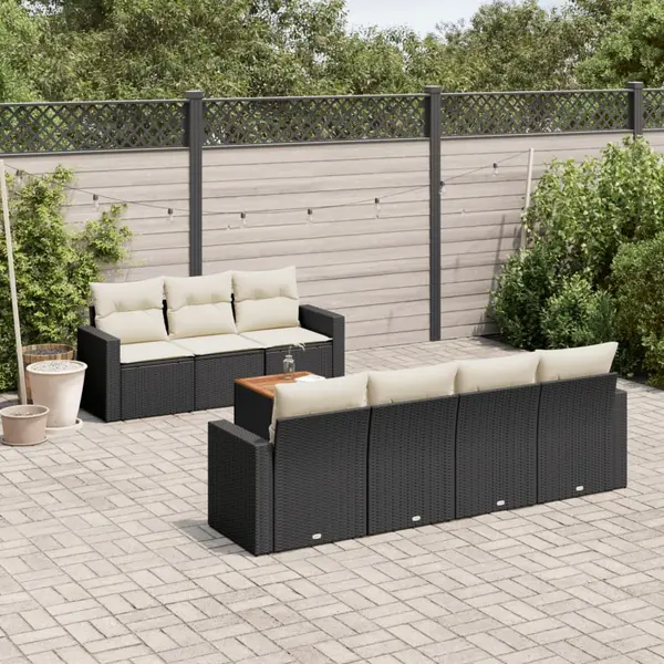 Gossi set mobilier de gradina cu perne, 8 piese, negru, poliratan
