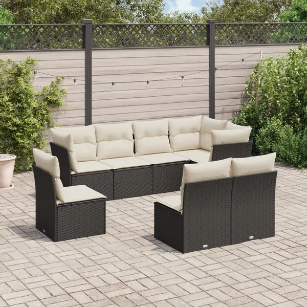 Gossi set mobilier de gradina cu perne, 8 piese, negru, poliratan