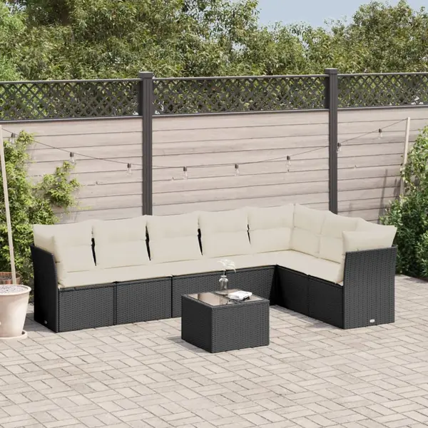 Gossi set mobilier de gradina cu perne, 8 piese, negru, poliratan