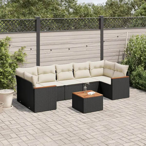 Gossi set mobilier de gradina cu perne, 8 piese, negru, poliratan