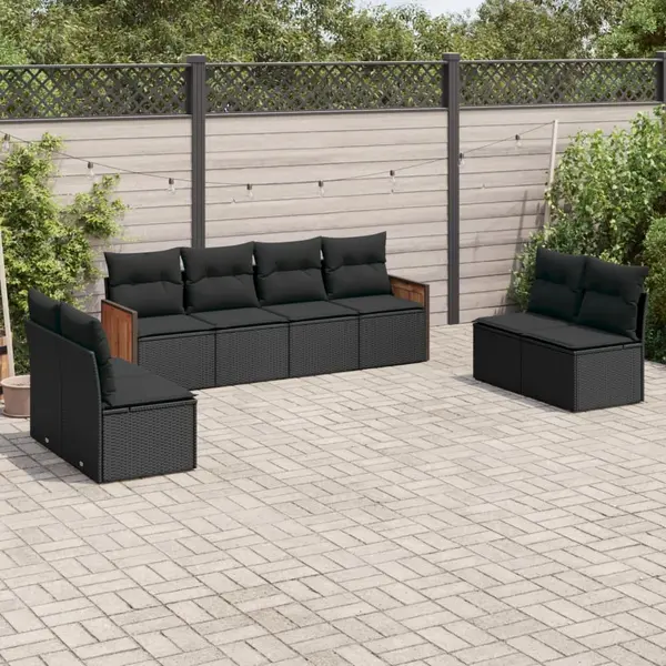 Gossi set mobilier de gradina cu perne, 8 piese, negru, poliratan