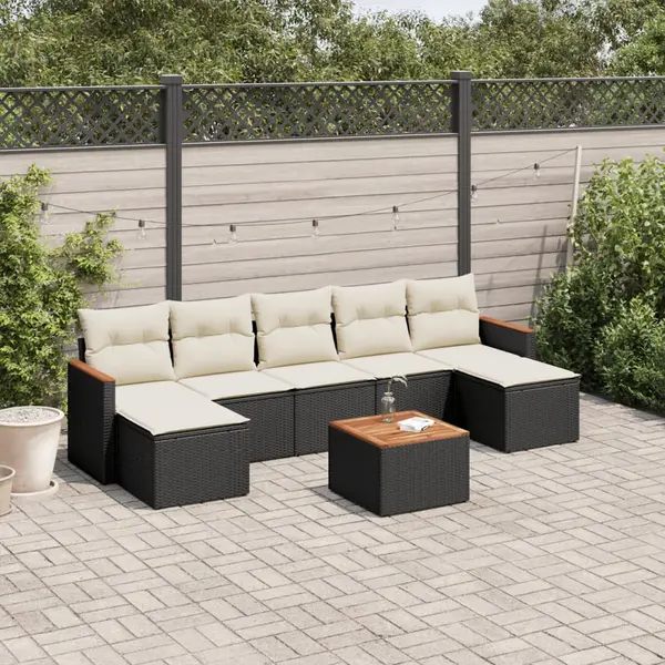 Gossi set mobilier de gradina cu perne, 8 piese, negru, poliratan