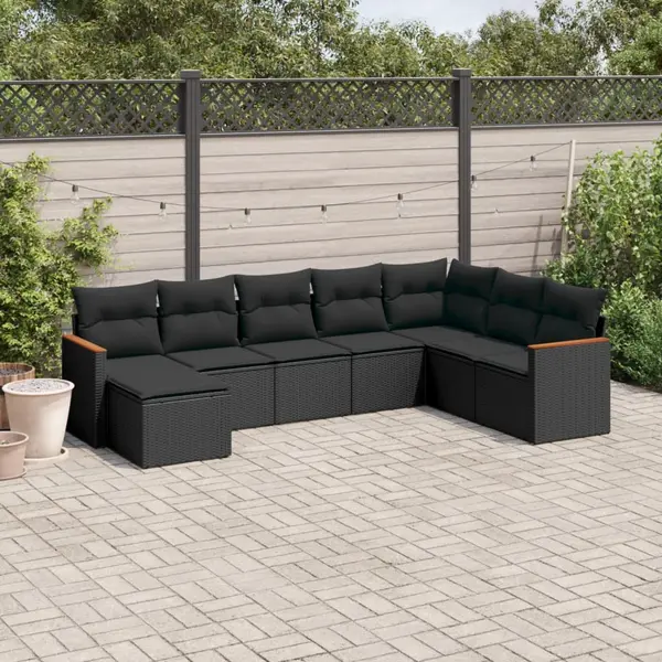 Gossi set mobilier de gradina cu perne, 8 piese, negru, poliratan