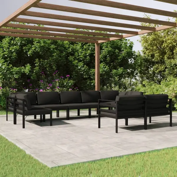 Gossi set mobilier de gradina cu perne, 9 piese, antracit, aluminiu