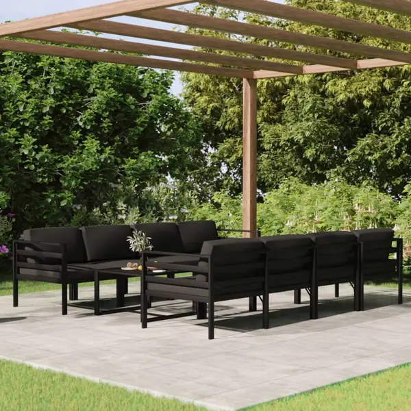 Gossi set mobilier de gradina cu perne, 9 piese, antracit, aluminiu