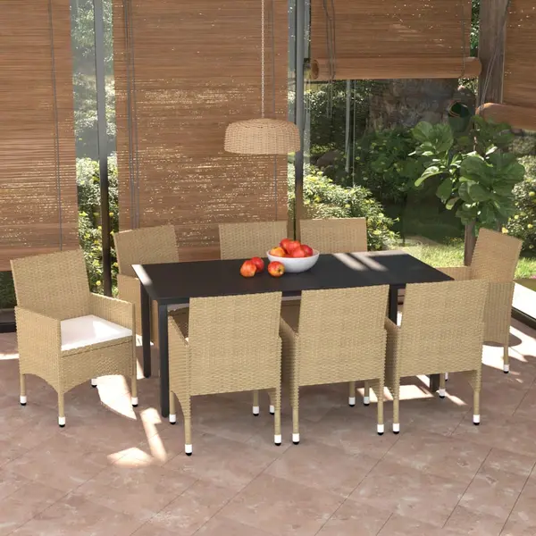 Gossi set mobilier de gradina cu perne, 9 piese, bej, poliratan