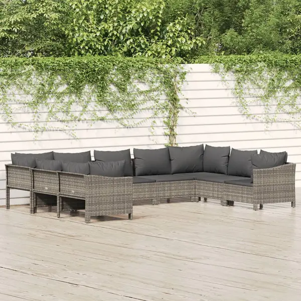 Gossi set mobilier de gradina cu perne, 9 piese, gri, poliratan