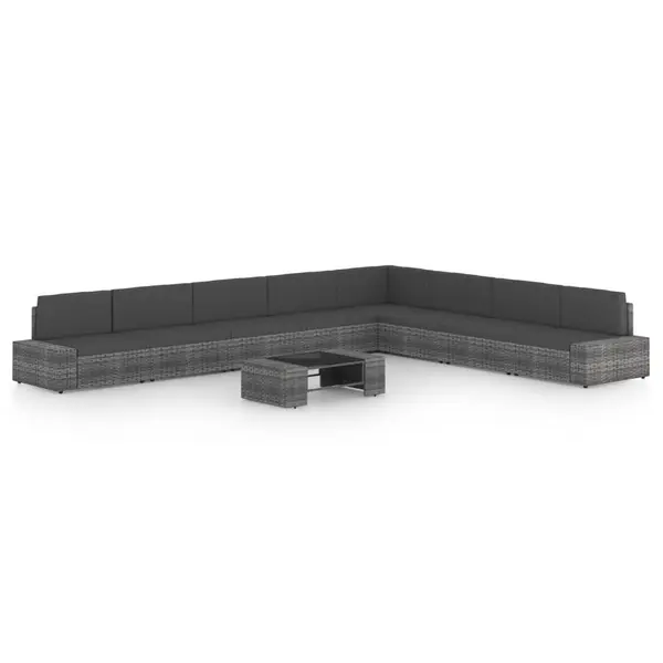 Gossi set mobilier de gradina cu perne, 9 piese, gri, poliratan