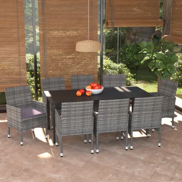 Gossi set mobilier de gradina cu perne, 9 piese, gri, poliratan