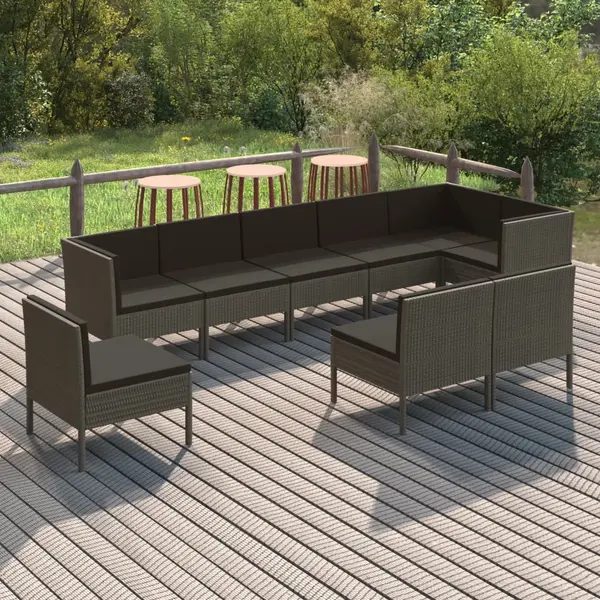 Gossi set mobilier de gradina cu perne, 9 piese, gri, poliratan