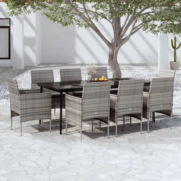 Gossi set mobilier de gradina cu perne, 9 piese, gri si negru