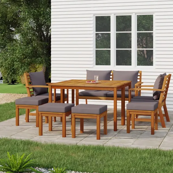 Gossi set mobilier de gradina cu perne, 9 piese, lemn masiv de acacia