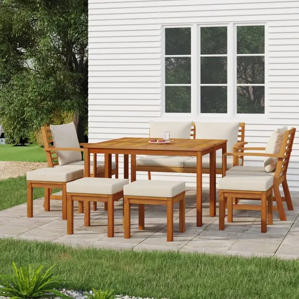 Gossi set mobilier de gradina cu perne, 9 piese, lemn masiv de acacia