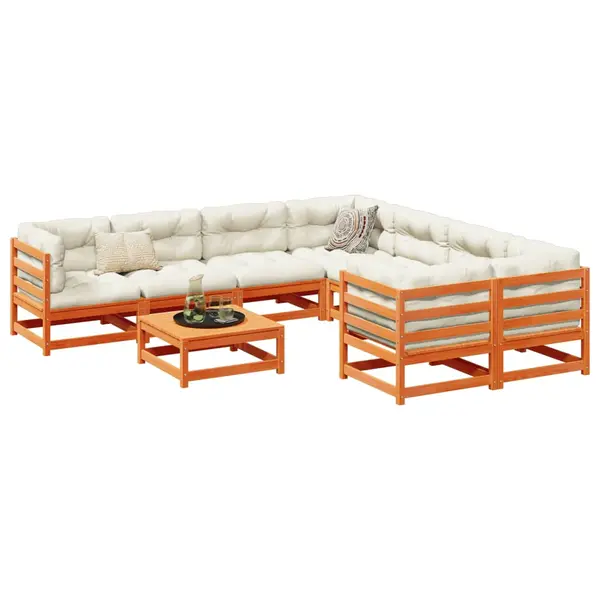 Gossi set mobilier de gradina cu perne, 9 piese, lemn masiv de pin